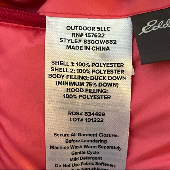 Eddie Bauer Puffer Reversible Hooded Duck Down  Zip Jacket Size Child’s 10/12 - Picture 6 of 13